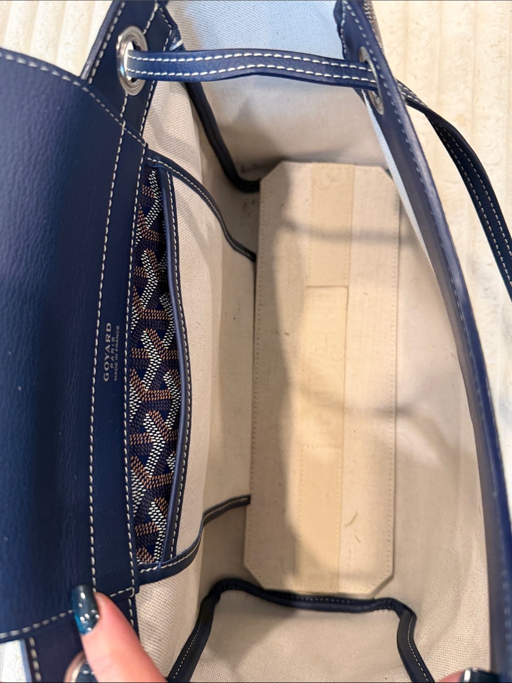 Goyard Navy Blue Coated Canvas Shoulder Tote - Picture 5 of 8